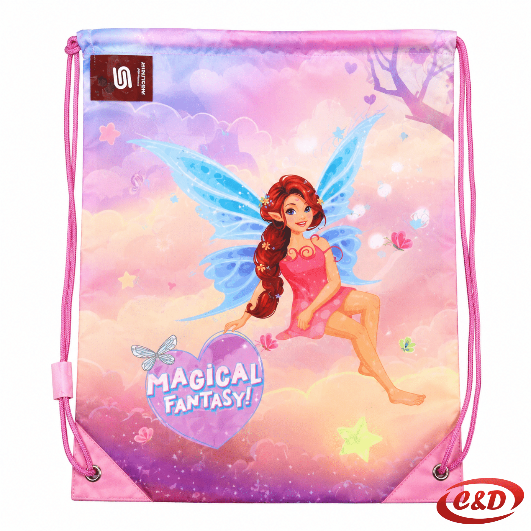 Spirit vrećica za sportsku opremu s motivom vile u rozoj i narančastoj boji sa špagama za zatezanje