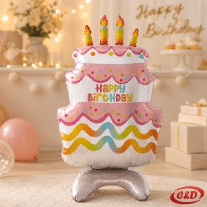 Folija balon torta visine 90 cm u rozoj, bijeloj, plavoj i žutoj boji