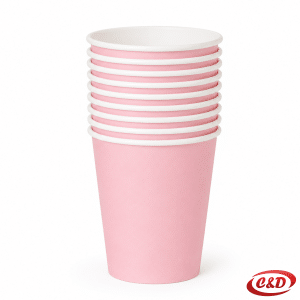 Roze papirne party čaše zapremnine 300 ml, visine i promjera 8 cm, set 10/1