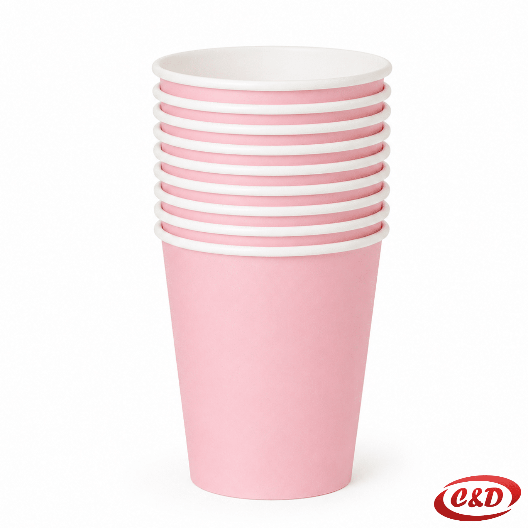Roze papirne party čaše zapremnine 300 ml, visine i promjera 8 cm, set 10/1