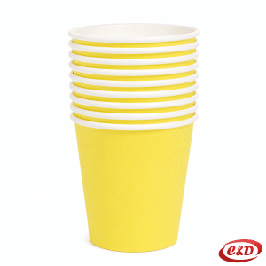 Žute papirne party čaše zapremnine 300 ml, visine i promjera 8 cm, set 10/1