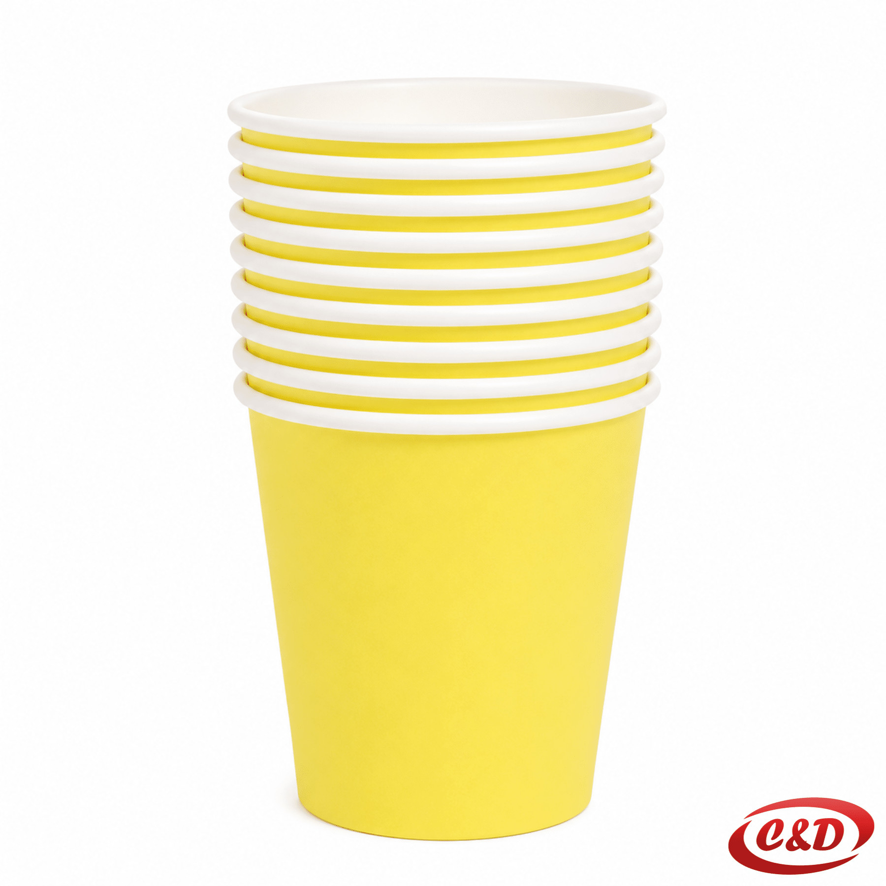 Žute papirne party čaše zapremnine 300 ml, visine i promjera 8 cm, set 10/1