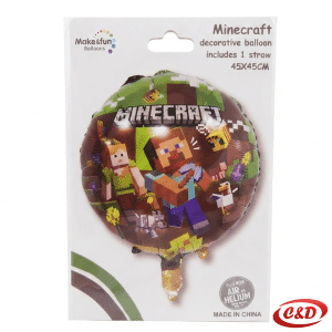 Okrugli Minecraft folija balon u zelenoj i smeđoj boji dimenzija 45x45 cm
