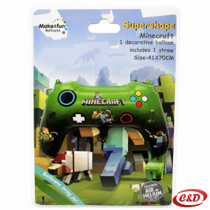 Minecraft joystick folija balon s likovima, dimenzija 41 × 70 cm, za punjenje zrakom ili helijem