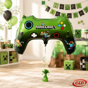 Minecraft joystick folija balon s likovima, dimenzija 41 × 70 cm, za punjenje zrakom ili helijem