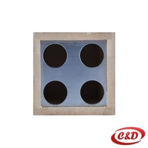 Drvena smeđa posuda za četkice za zube s inox pregradom za 4 četkice, dimenzija 11 × 7 cm
