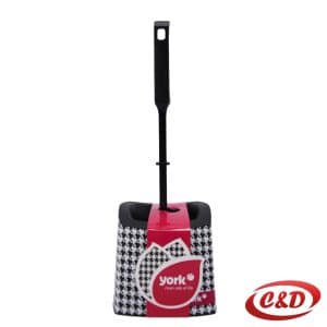 Crna plastična samostojeća WC četka s posudom dimenzija 40 × 13 cm