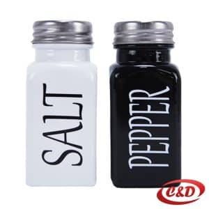 Set za sol i papar od metala i stakla u crnoj i bijeloj boji, dimenzija 9 × 4 cm