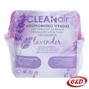 CLEANair upijač vlage s mirisom lavande 400 g s ljubičastom posudom i dvije zamjenjive dopune