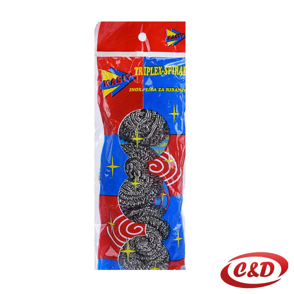 Okrugle inox žice za ribanje posuđa sive boje promjera 6 cm u pakiranju od 3 komada