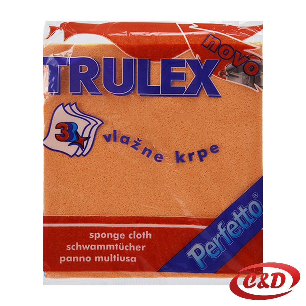 Truleks krpe od polipropilena za pranje i brisanje u plavoj, žutoj i narančastoj boji, dimenzija 15 × 14 cm