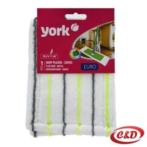 York krpa za džoger od mikrovlakana bijele boje sa sivim i žutim linijama dimenzija 36,5 × 11 cm