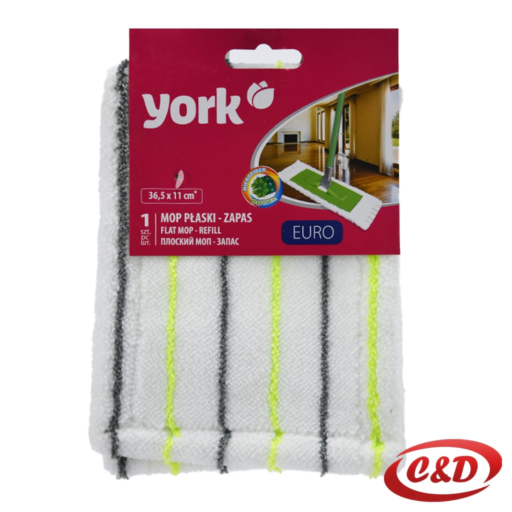 York krpa za džoger od mikrovlakana bijele boje sa sivim i žutim linijama dimenzija 36,5 × 11 cm