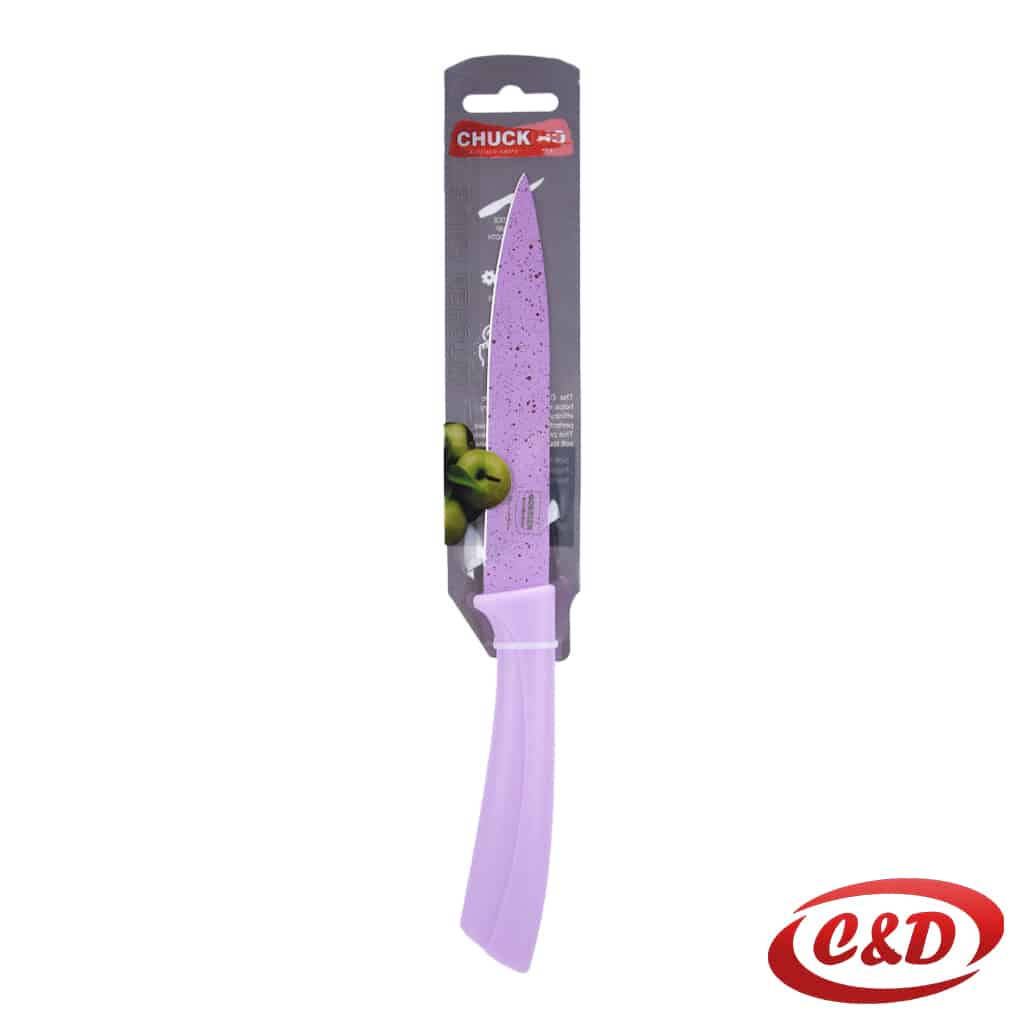Keramički kuhinjski nož s ljubičastom plastičnom drškom, duljine 22 cm