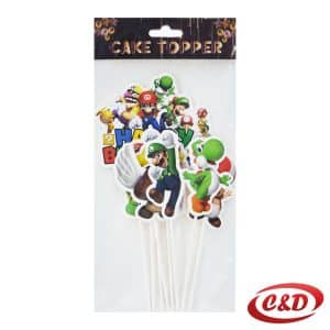 Papirnati topper za tortu Super Mario s natpisom Happy Birthday i dodatnim ukrasima
