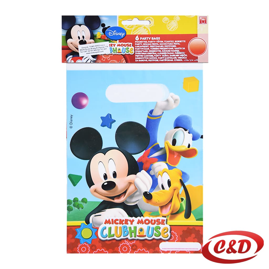Folijske party vrećice s motivom Mickey Mouse u plavoj i crnoj boji dimenzija 22 × 16 cm