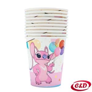 Papirnate party čaše s motivom Stitcha u roza i bijeloj boji