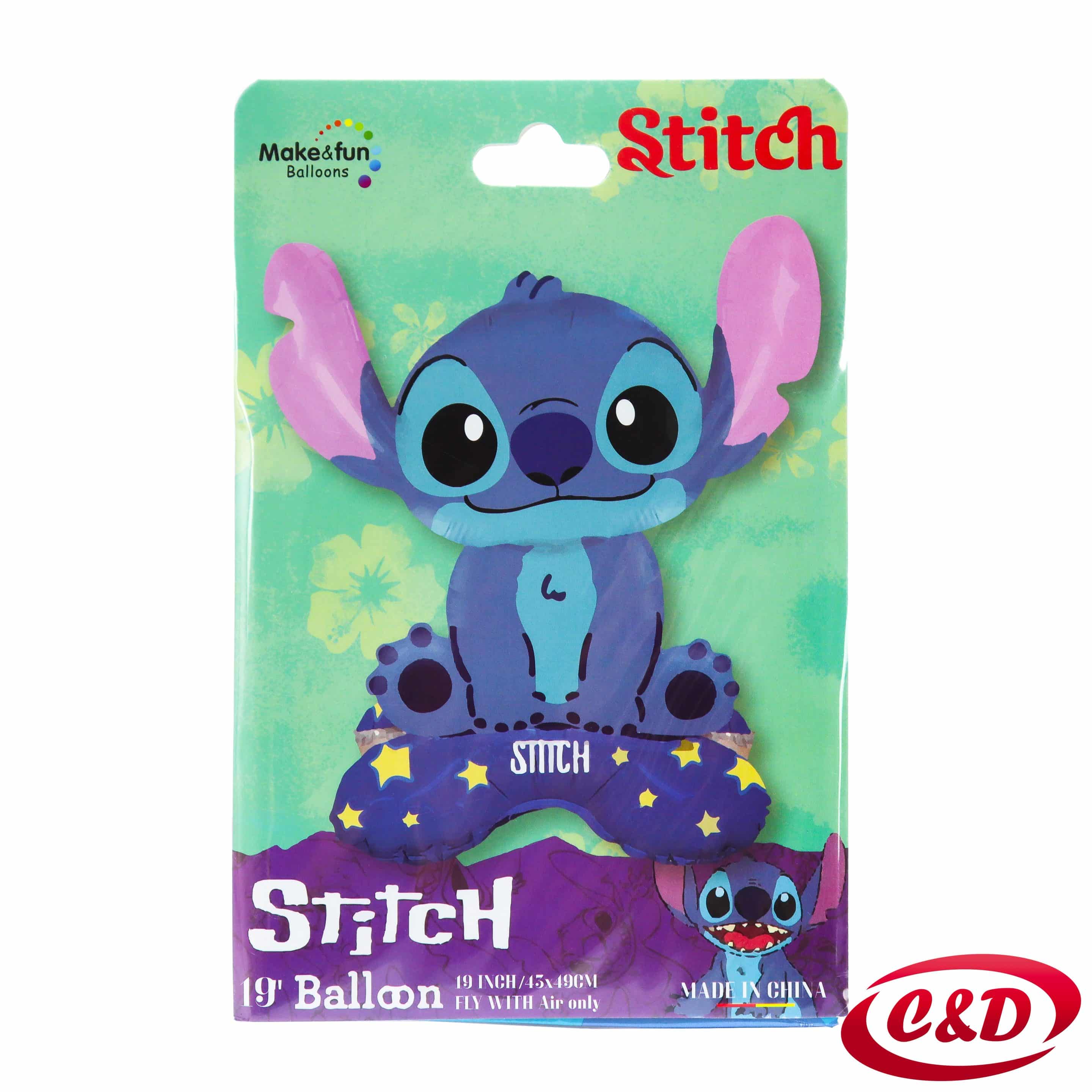 Plavi folija balon s motivom Stitcha dimenzija 45 × 49 cm
