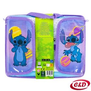 Ljubičasta kreativna pernica Stitch sa setom za bojanje i ručkom za nošenje