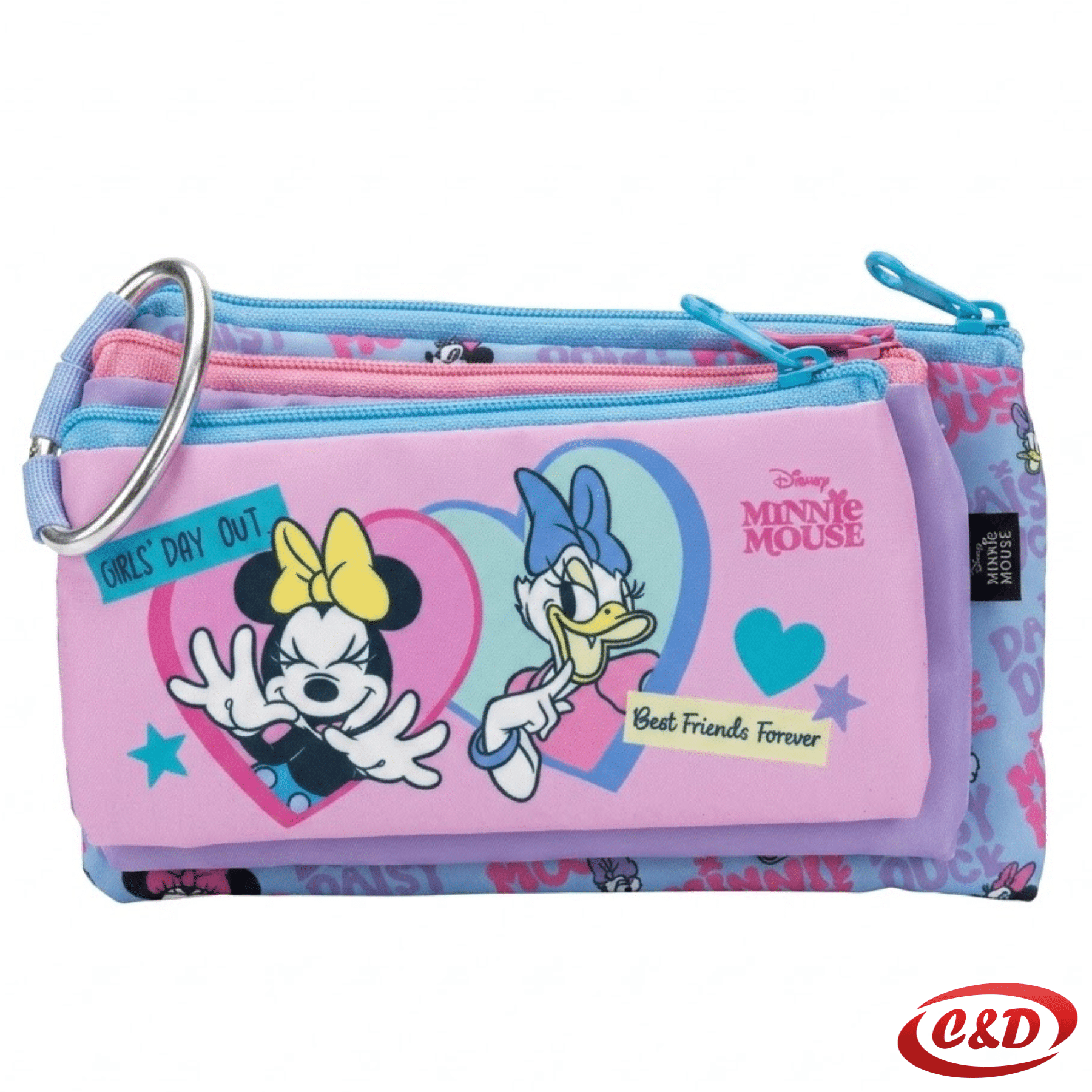 Minnie Mouse pernica 3 u 1 s tri zipa i tri povezane pernice u rozoj, ljubičastoj i plavoj boji