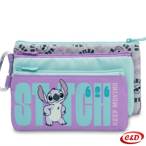 Stitch pernica 3 u 1 s tri zipa i tri povezane pernice u ljubičastoj i zelenoj boji