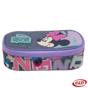 Minnie Mouse prazna pernica od poliestera u ljubičastoj, rozoj i plavoj boji s jednim zipom i unutarnjom pregradom za olovke