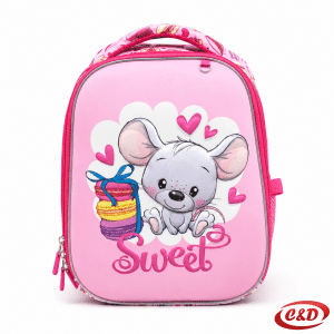 Pulse Anatomic Cube Happy Mouse anatomski školski ruksak u rozoj boji s EVA leđima i aluminijskim okvirom