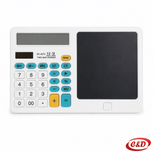 DS-837X 2-u-1 stolni kalkulator s 12-znamenkastim zaslonom i LCD bilježnicom u crnoj, bijeloj i plavoj boji