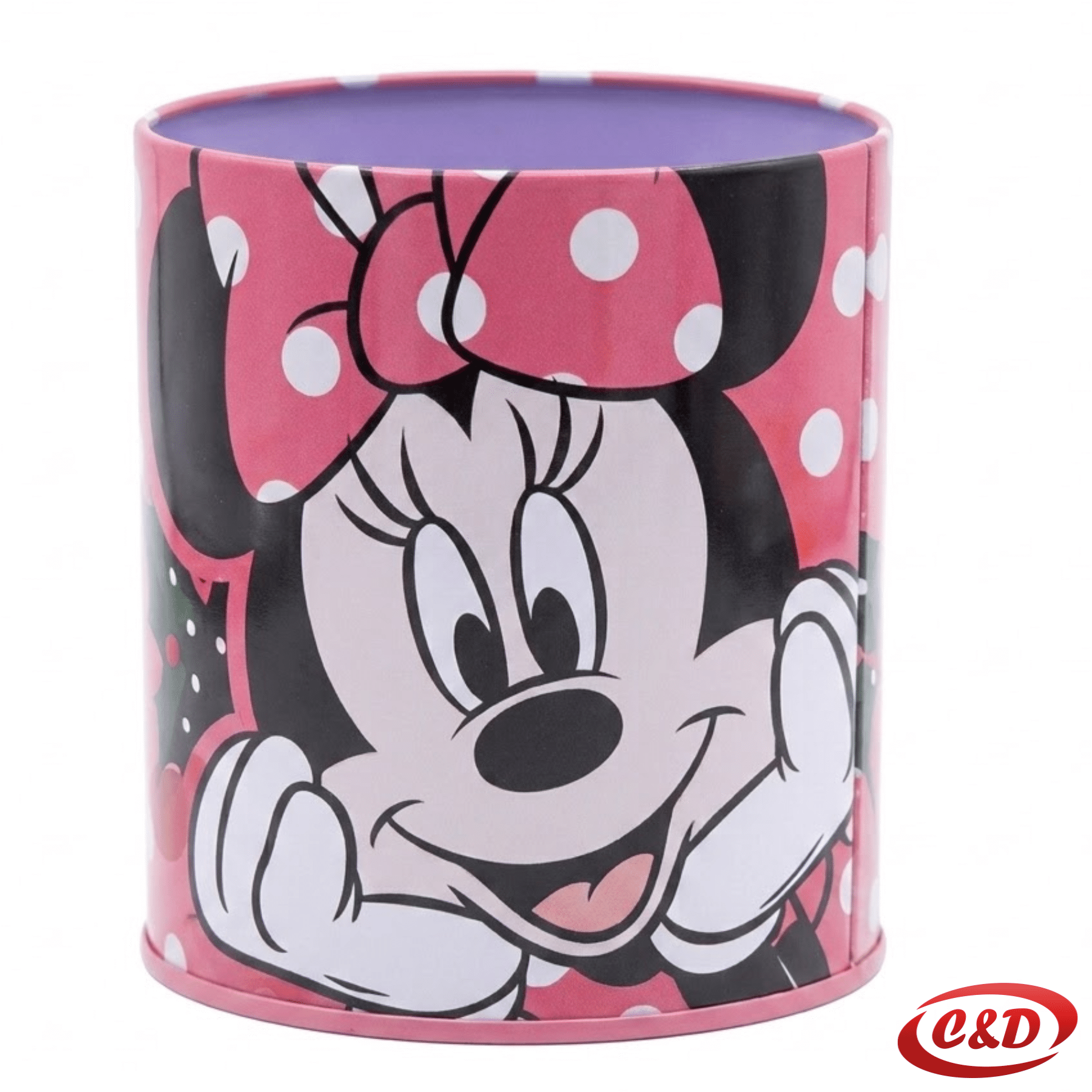 Metalna posuda za olovke Minnie Mouse u rozoj i crnoj boji, visine 11 cm i promjera 10 cm