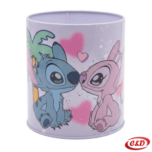Metalna posuda za olovke Stitch u rozoj, plavoj i ljubičastoj boji, visine 11 cm i promjera 10 cm