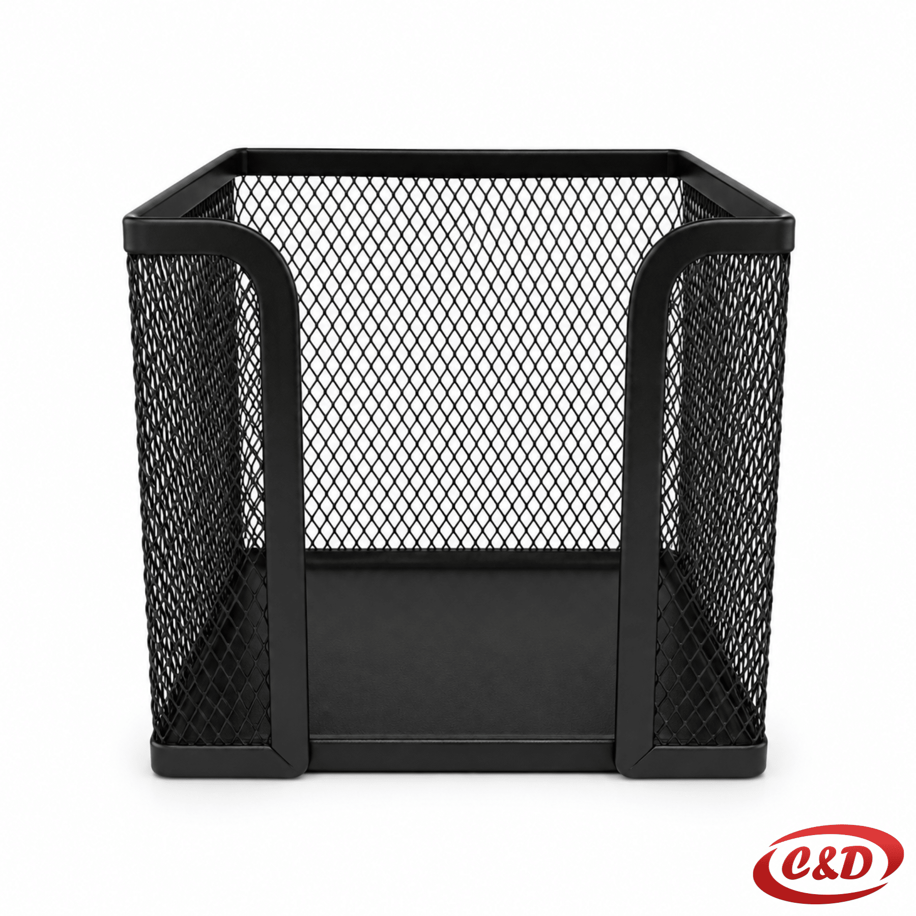 Metalna posuda za blok listiće u crnoj boji dimenzija 9,5 × 9,5 cm