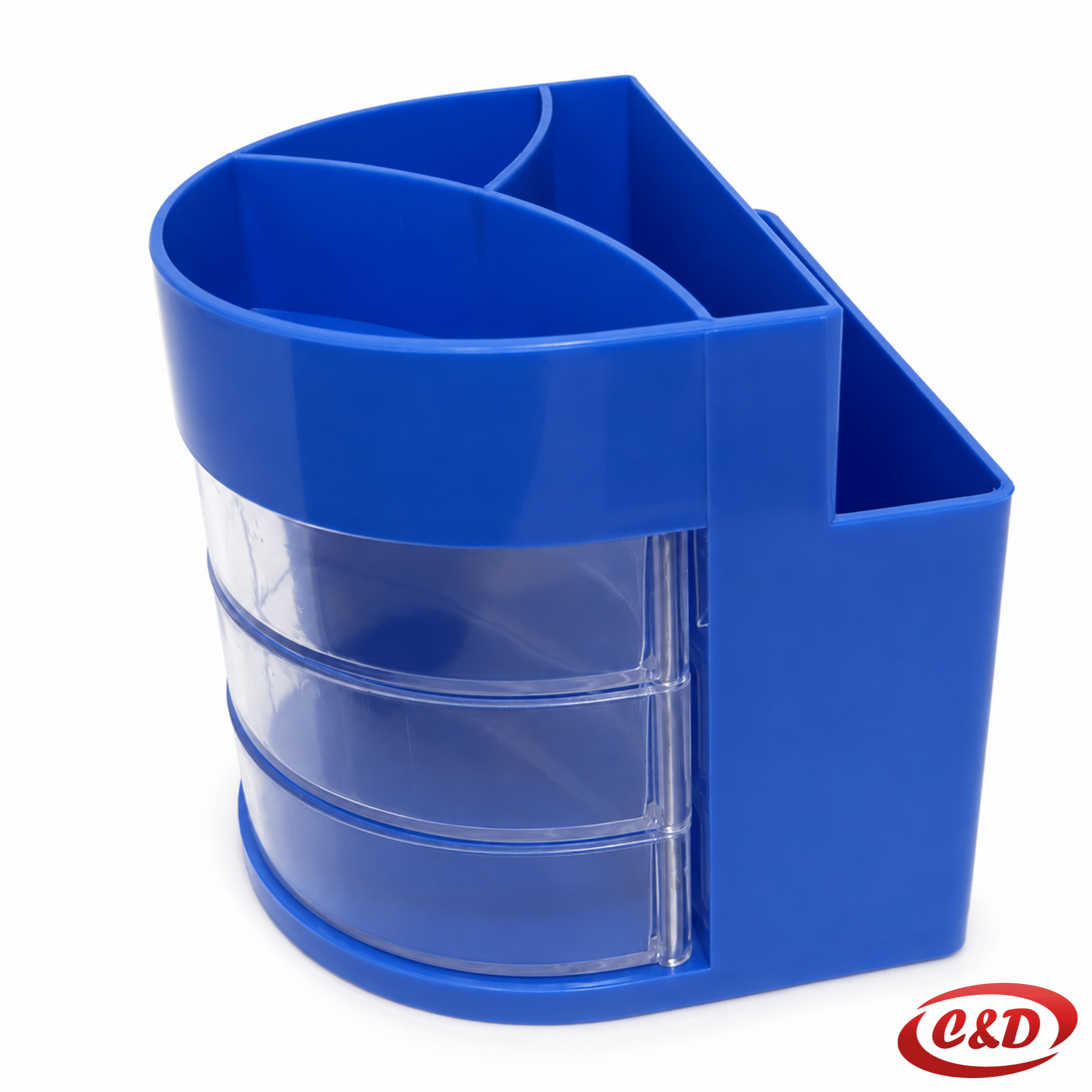 Plastična posuda za olovke u plavoj boji dimenzija 9 × 9 cm