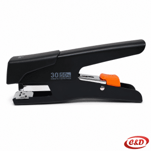 Deli metalna heftarica u crnoj boji za spajalice 24/6 i 26/6 dimenzija 17 × 7 cm