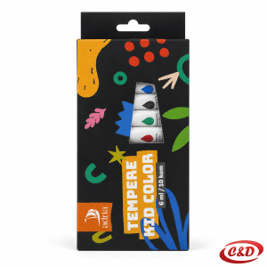 Set tempera s 10 boja od 6 ml u pakiranju dimenzija 16 × 9 cm