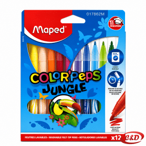 Maped flomasteri 12 različitih boja u kartonskom pakiranju dimenzija 17 × 13 cm