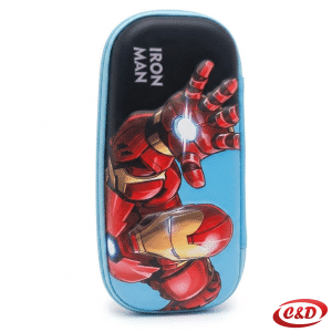 Plava i crvena pernica s motivom Iron Man od poliestera s dva patentna zatvarača, dimenzija 22 × 10 × 4 cm