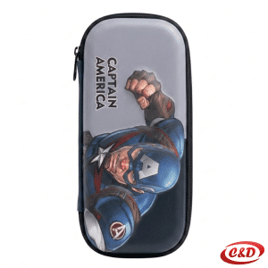 Crna i plava pernica Captain America 3D od poliestera s dva patentna zatvarača, dimenzija 22 × 10 × 4 cm