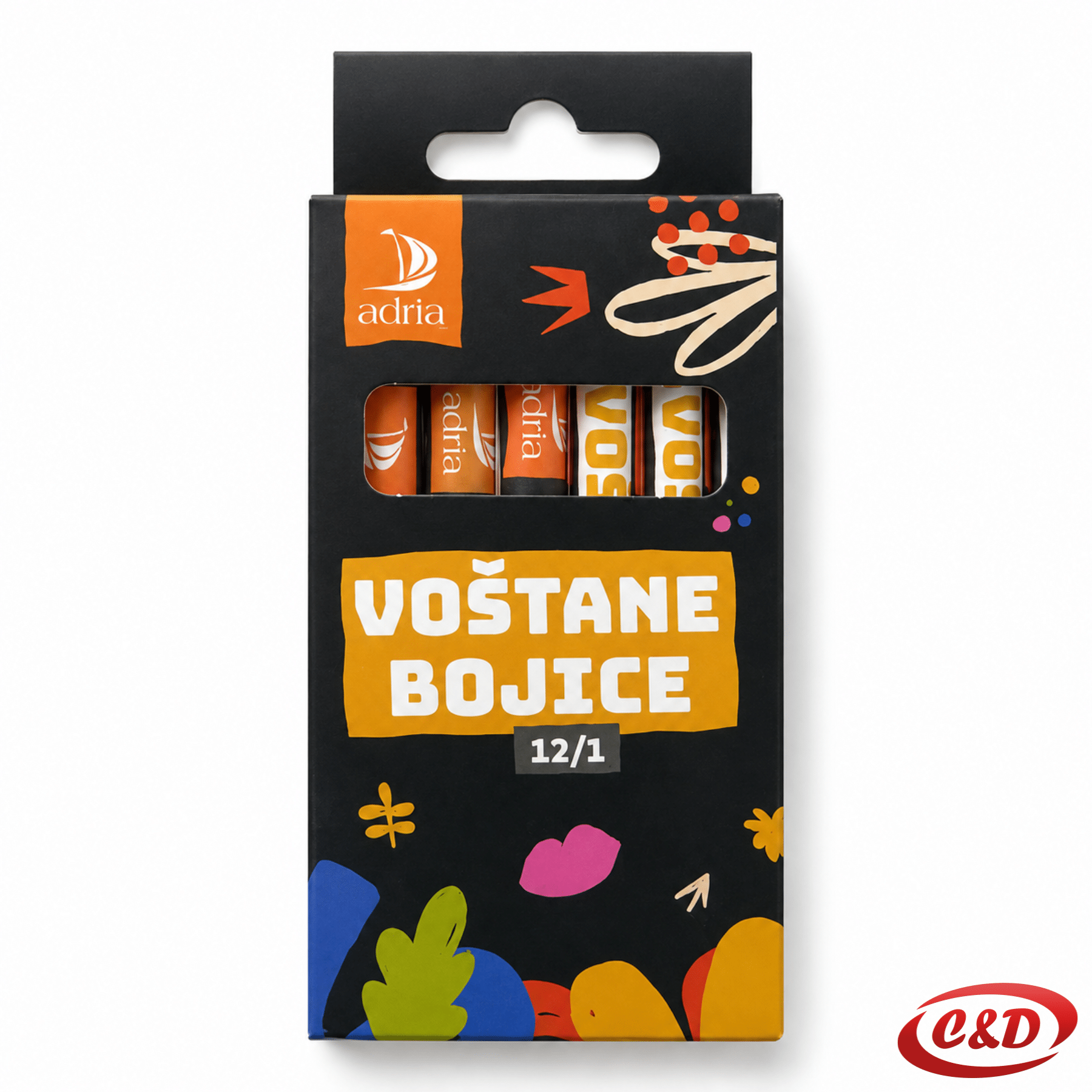 Adria voštane bojice 12/1 dužine 10 cm za crtanje i bojanje