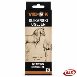 Vidok slikarski ugljen 6/1, crni štapići duljine 14 cm i promjera 6–9 mm
