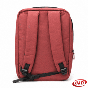 Crveno-crni anatomski ruksak od poliestera s pretincem za laptop, dodatnom pernicom i reflektirajućom linijom, 25 L