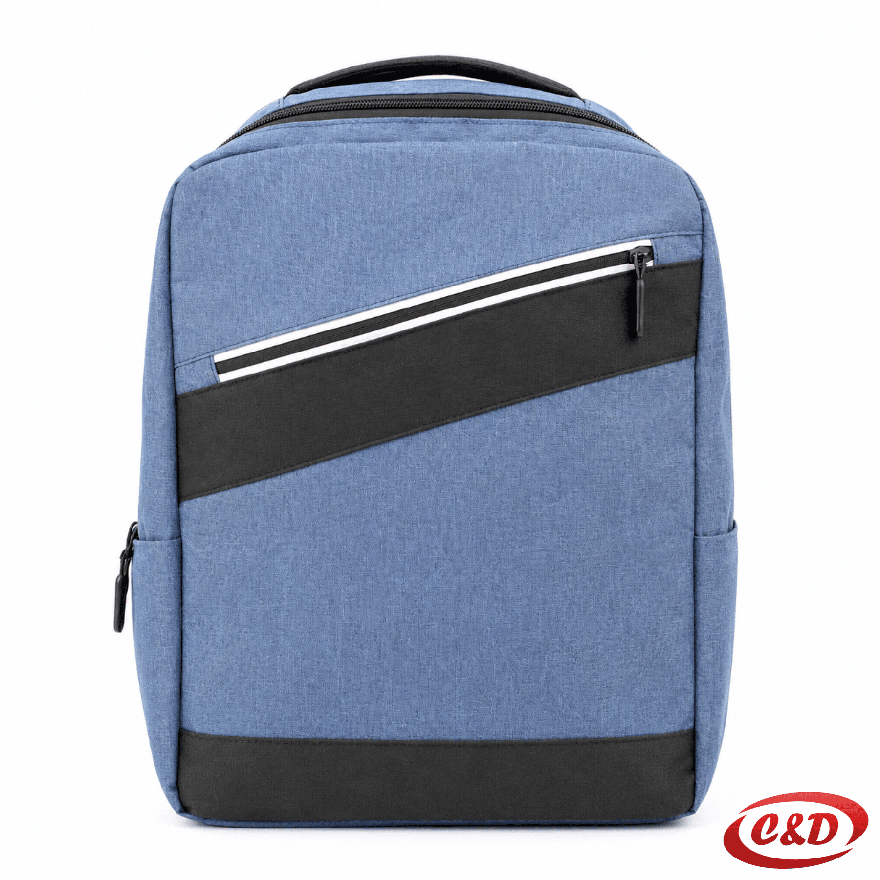 Plavo-crni anatomski ruksak od poliestera s pretincem za laptop, dodatnom pernicom i torbicom preko ramena, 25 L