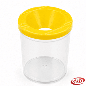 Žuta i prozirna plastična posuda za vodu za kistove s držačem za kistove, visine 7 cm