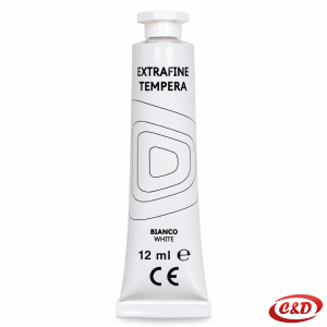 Bijela tempera od 12 ml u aluminijskoj tubi dimenzija 8 × 2 cm