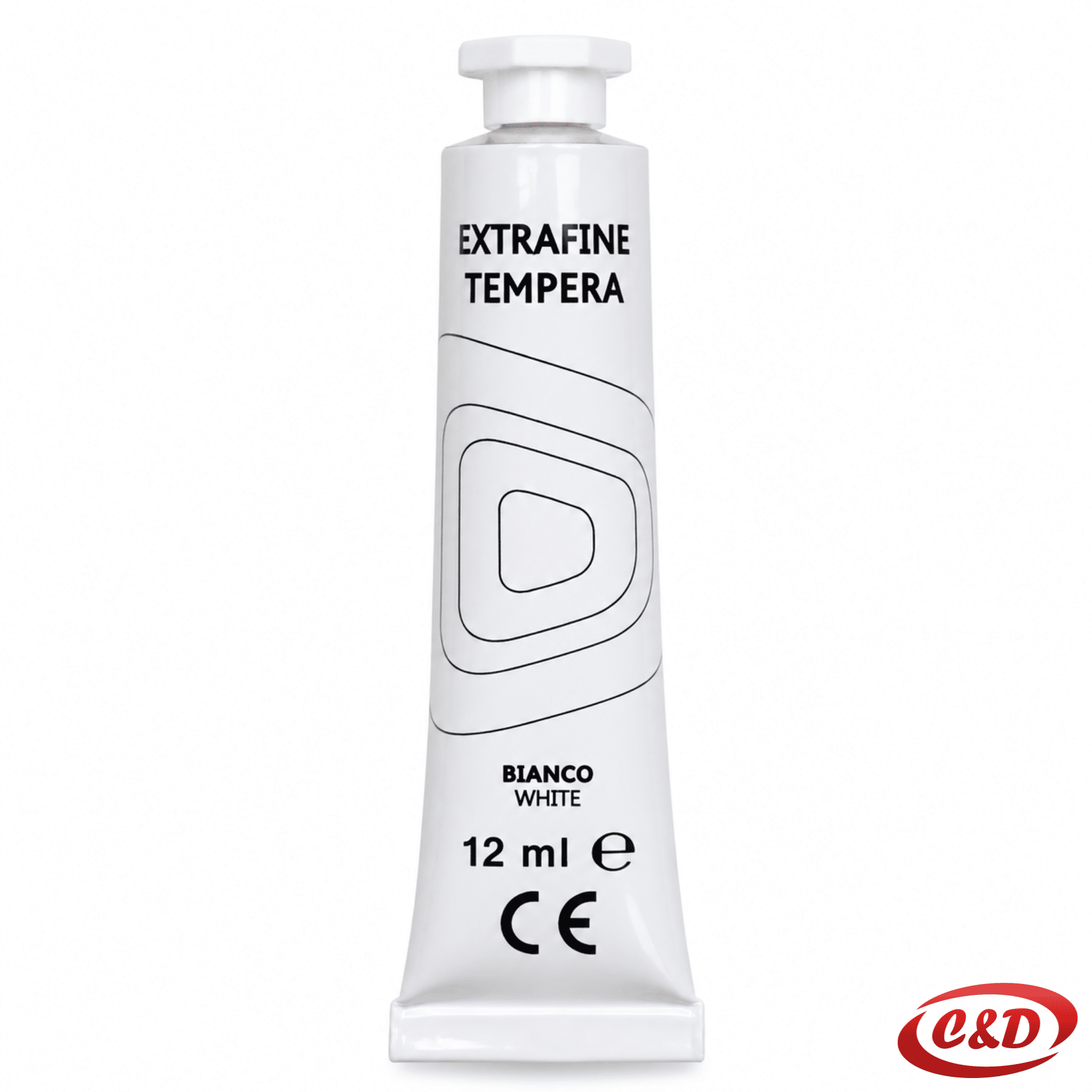 Bijela tempera od 12 ml u aluminijskoj tubi dimenzija 8 × 2 cm
