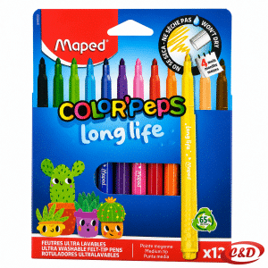 Maped flomasteri 12 različitih boja u kartonskom pakiranju dimenzija 17 × 13 cm