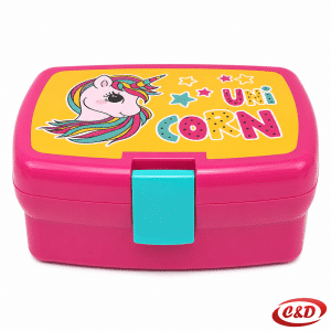 Plastična posuda za užinu s motivom Unicorn u roza i narančastoj boji