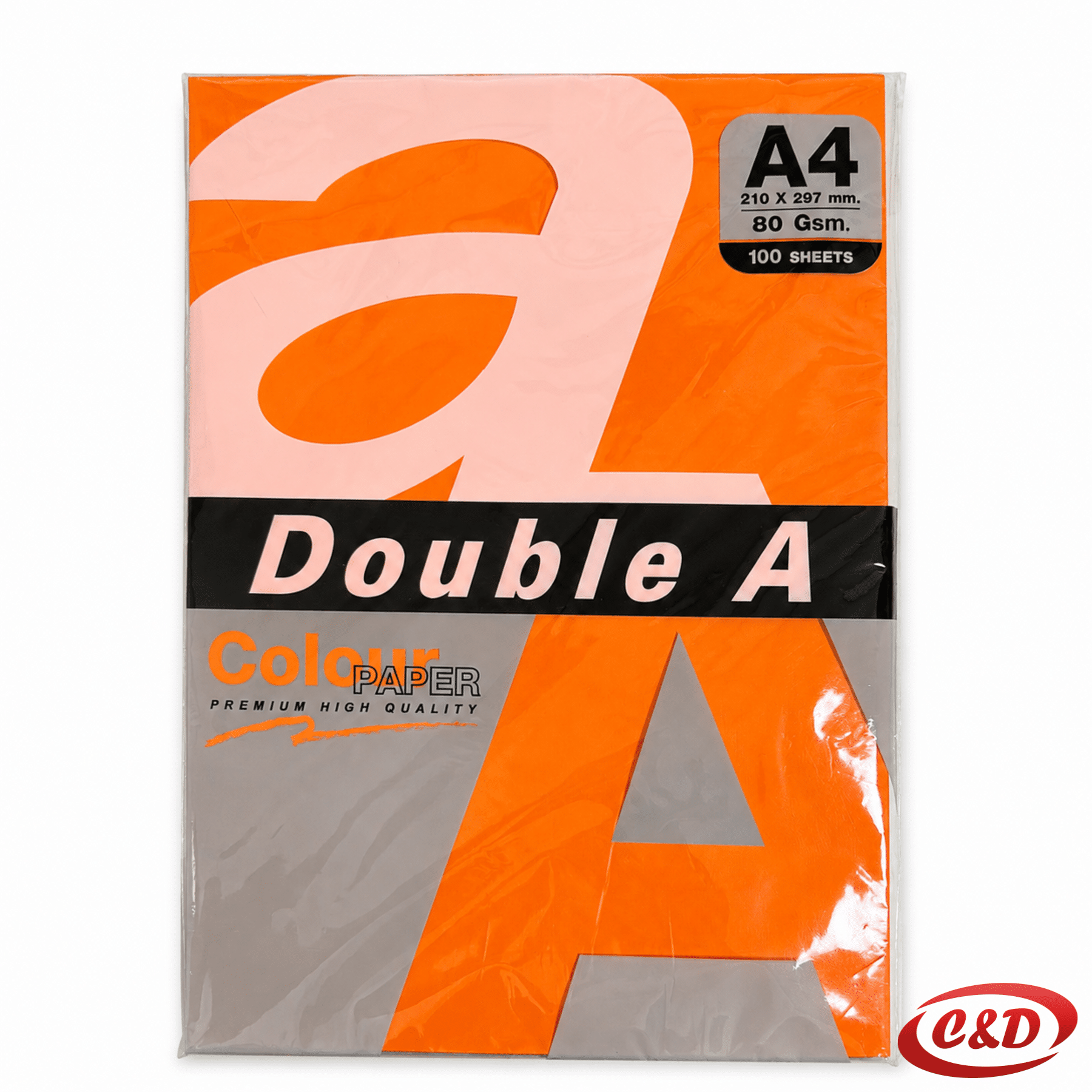 Papir u boji Double A A4, 80 g/m², 100 listova u crvenoj, plavoj, žutoj, zelenoj i narančastoj boji
