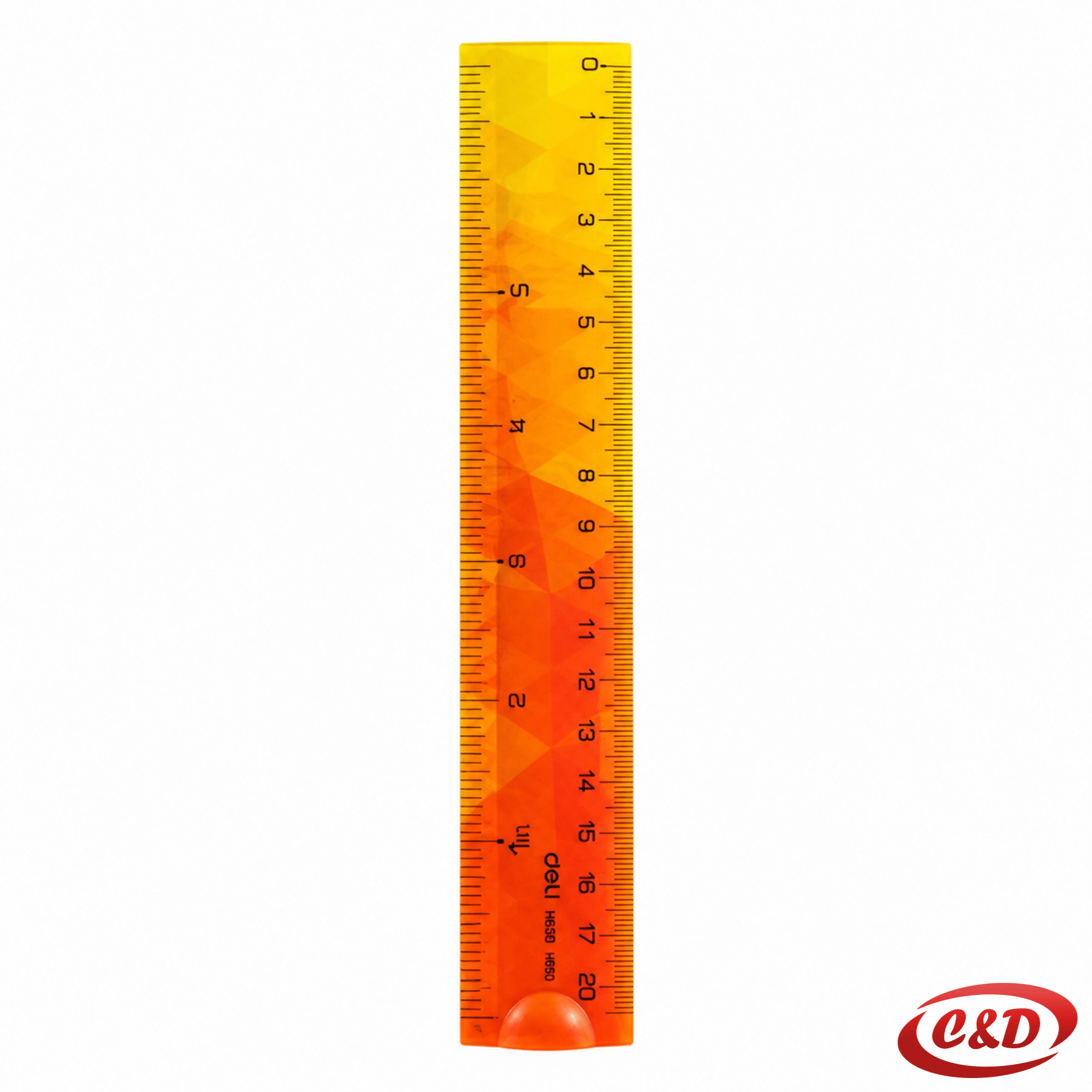 Deli fleksibilno ravnalo od plastike i gume, 20 cm, narančaste i žute boje