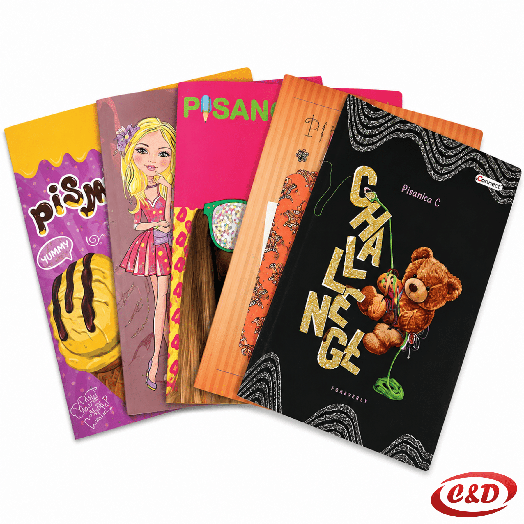 Connect pisanka C B5 s 32 lista, soft touch koricama u ljubičastoj, rozoj i crnoj boji