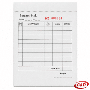 Paragon blok A6 od NCR samokopirajućeg papira s numeriranim listovima